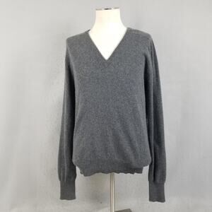 Neiman Marcus Cashmere Sweater Mens Medium Gray V Neck FLAW